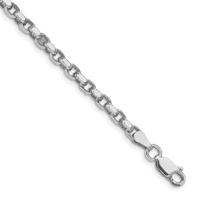 Sterling Silver Rhodium-plated Diamond-cut Rolo Chain, 16 x 3.5mm