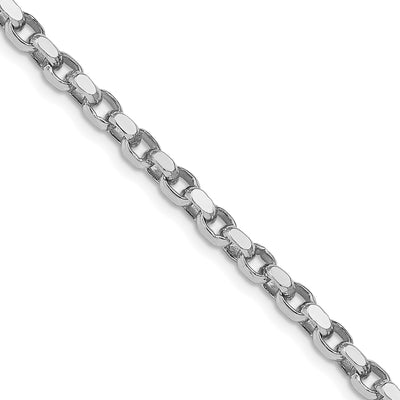 Sterling Silver Rhodium-plated Diamond-cut Rolo Chain, 16 x 3.5mm