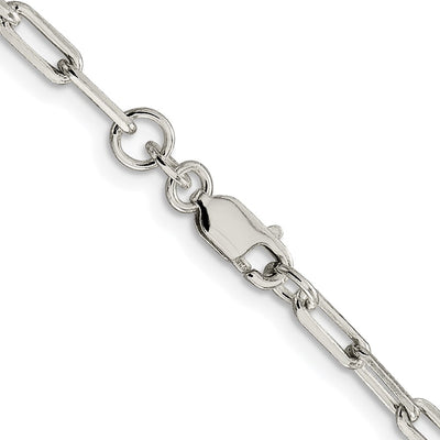 Sterling Silver Rhodium-plated Elongated Open Link Chain, 16 x 3.25mm