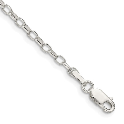 Sterling Silver Oval Fancy Rolo Bracelet, 7 x 2.5mm