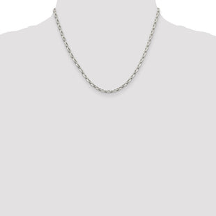 Sterling Silver Oval Fancy Rolo Chain (Style QFC86-18)