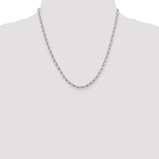 Sterling Silver Oval Fancy Rolo Chain (Style QFC86-20)
