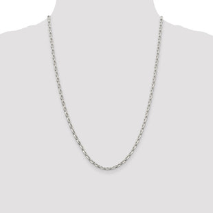 Sterling Silver Oval Fancy Rolo Chain (Style QFC86-24)