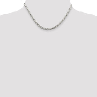 Sterling Silver Oval Fancy Rolo Chain (Style QFC87-16)