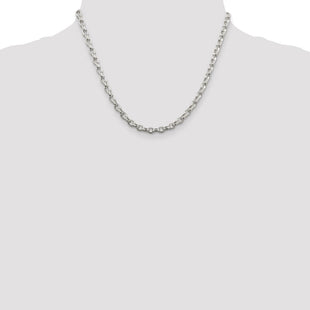Sterling Silver Oval Fancy Rolo Chain (Style QFC87-18)