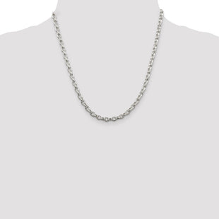 Sterling Silver Oval Fancy Rolo Chain (Style QFC87-20)