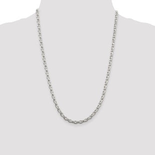Sterling Silver Oval Fancy Rolo Chain (Style QFC87-24)