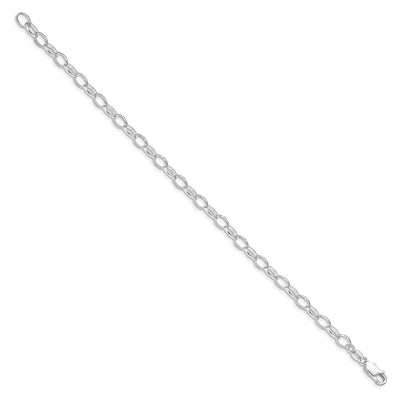 Amore La Vita Sterling Silver Rhodium-plated Polished Rolo with Lobster Clasp Charm Bracelet