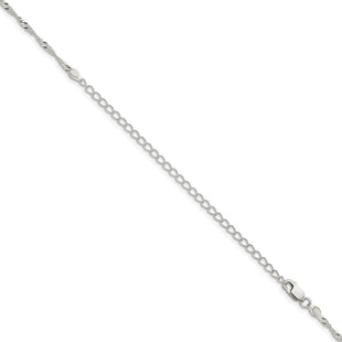 Sterling Silver Singapore Chain w/4in ext. (Style QFC99E-22)