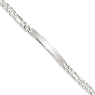 Sterling Silver Figaro Link ID Bracelet (Style QFD150-7)