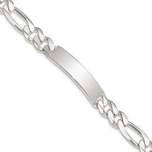 Sterling Silver Figaro Link ID Bracelet (Style QFD300-8)