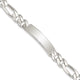 Sterling Silver Figaro Link ID Bracelet, 8 x 10mm