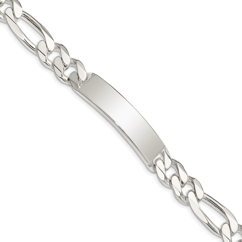 Sterling silver figaro link ID bracelet
