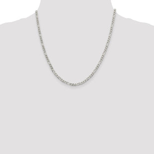 Sterling Silver Pav Flat Figaro Chain (Style QFF100-20)
