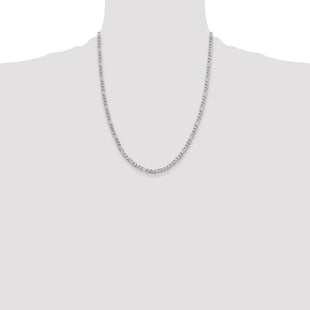 Sterling Silver Pav Flat Figaro Chain (Style QFF100-22)