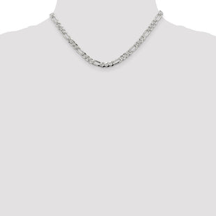 Sterling Silver Pav Flat Figaro Chain (Style QFF150-16)
