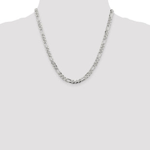 Sterling Silver Pav Flat Figaro Chain (Style QFF150-20)