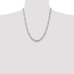 Sterling Silver Pav Flat Figaro Chain (Style QFF150-22)