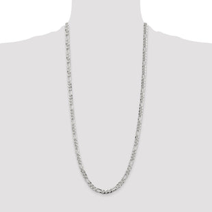 Sterling Silver Pav Flat Figaro Chain (Style QFF150-30)