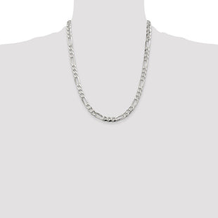 Sterling Silver Pav Flat Figaro Chain (Style QFF180-22)