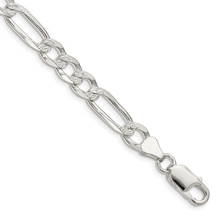 Sterling Silver Pav Flat Figaro Chain (Style QFF180-8)
