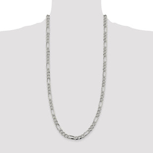 Sterling Silver Pav Flat Figaro Chain (Style QFF200-30)