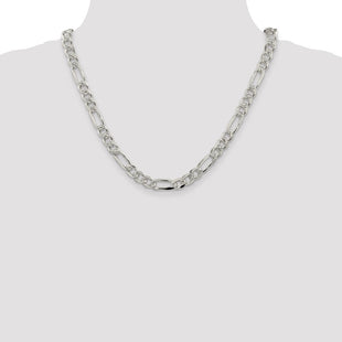 Sterling Silver Pav Flat Figaro Chain (Style QFF220-20)