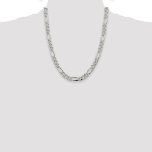 Sterling Silver Pav Flat Figaro Chain (Style QFF220-22)