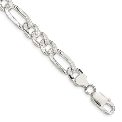 Sterling Silver Pavé Flat Figaro Chain, 8 x 8mm