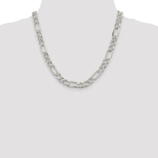 Sterling Silver Pav Flat Figaro Chain (Style QFF250-20)
