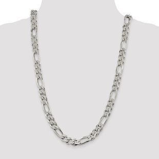 Sterling Silver Pav Flat Figaro Chain (Style QFF300-26)