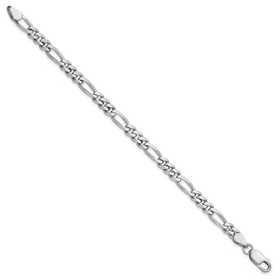 Sterling Silver Rhodium-plated Figaro Chain, 7 x 5.25mm