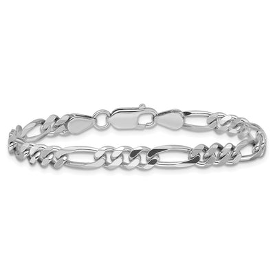 Sterling Silver Rhodium-plated Figaro Chain, 7 x 5.25mm