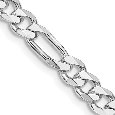Sterling Silver Rhodium-plated Figaro Chain, 7 x 5.25mm