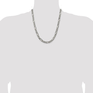 Sterling Silver Antiqued Figaro Chain (Style QFG180A-22)