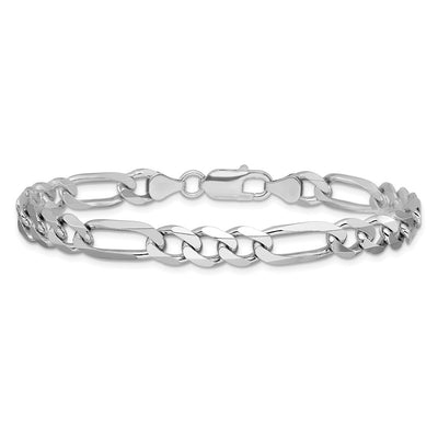 Sterling Silver Rhodium-plated Figaro Chain, 8 x 7.5mm
