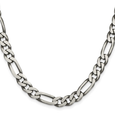 Sterling Silver Antiqued Figaro Chain, 8 x 7.75mm