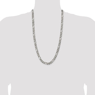 Sterling Silver Antiqued Figaro Chain (Style QFG220A-28)