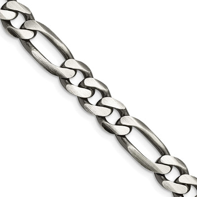 Sterling Silver Antiqued Figaro Chain, 8 x 9mm