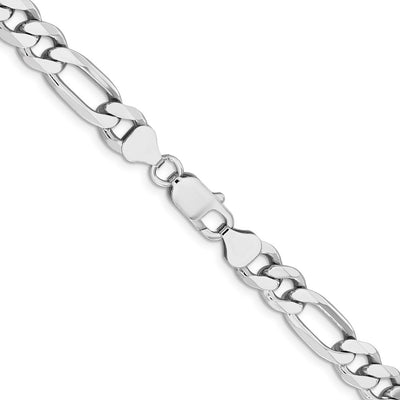 Sterling Silver Rhodium-plated Figaro Chain, 8 x 7.75mm