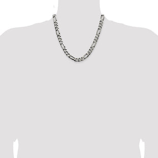 Sterling Silver Antiqued Figaro Chain (Style QFG250A-20)