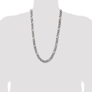 Sterling Silver Antiqued Figaro Chain (Style QFG250A-28)