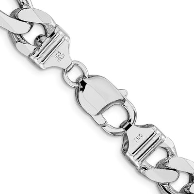 Sterling Silver Rhodium-plated Figaro Chain, 8 x 10.75mm