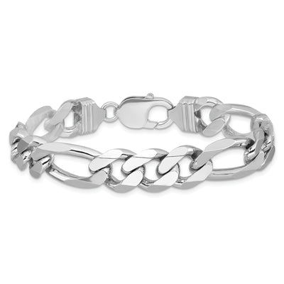 Sterling Silver Rhodium-plated Figaro Chain, 8 x 10.75mm
