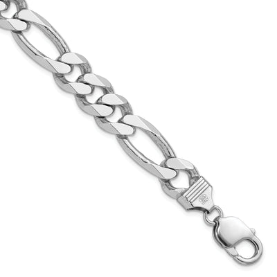 Sterling Silver Rhodium-plated Figaro Chain, 8 x 10.75mm