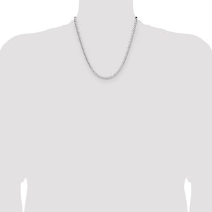 Sterling Silver Rhodium-plated D/C Square Curb Chain (Style QFOC120R-20)