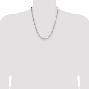 Sterling Silver Rhodium-plated D/C Square Curb Chain (Style QFOC150R-22)