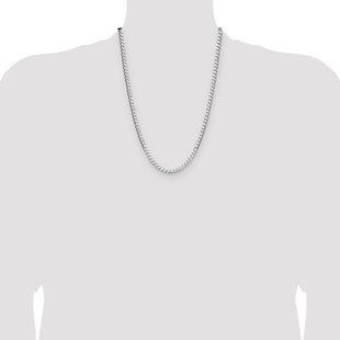 Sterling Silver Rhodium-plated D/C Square Curb Chain (Style QFOC150R-24)