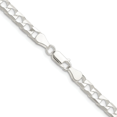 Sterling Silver Rhodium-plated D/C Square Curb Chain, 18 x 5mm