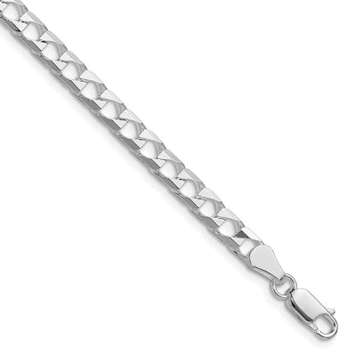 Sterling Silver Rhodium-plated D/C Square Curb Chain, 18 x 5mm
